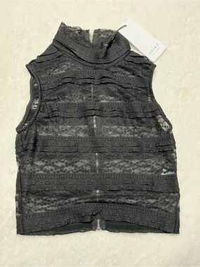 Brand New Akira Black Lace Mock Neck Sleeveless Top